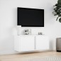 vidaXL Mobile TV a Parete con Luci LED Bianco 80x31x35 cm vidaXL Mobile TV a Parete con Luci LED Bianco 80x31x35 cm