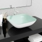 Lavandino in Vetro 42x42x14 cm Bianco Lavandino in Vetro 42x42x14 cm Bianco
