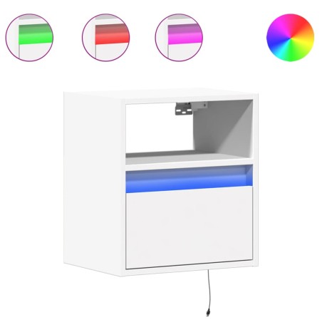 vidaXL Comodino a Parete con Luci LED Bianco