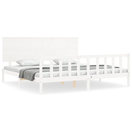 vidaXL Giroletto Testiera Bianco Super King Size in Legno Massello