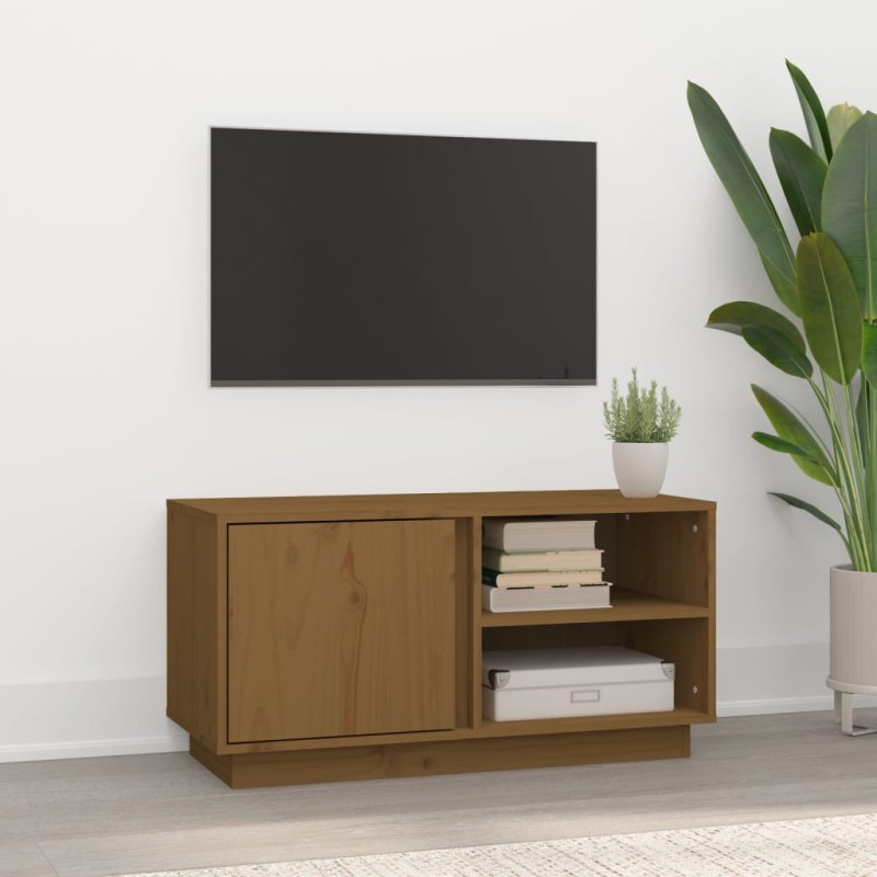 Mobile Porta TV Miele 80x35x40,5 cm in Legno Massello di Pino Mobile Porta TV Miele 80x35x40,5 cm in Legno Massello di Pino