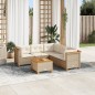 vidaXL Set Divano da Giardino 6 pz con Cuscini Beige in Polyrattan vidaXL Set Divano da Giardino 6 pz con Cuscini Beige in Polyrattan