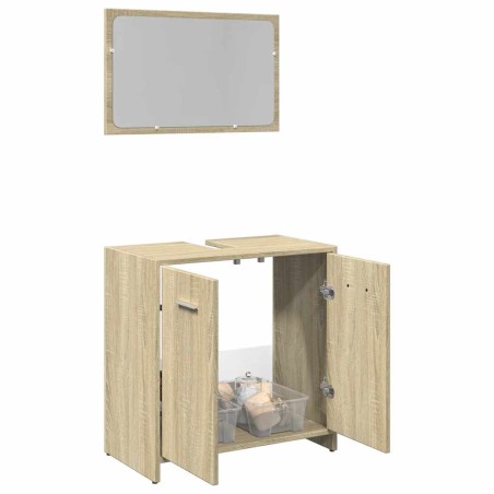 vidaXL Set Mobili da Bagno 2 pz Rovere Sonoma in Legno Multistrato