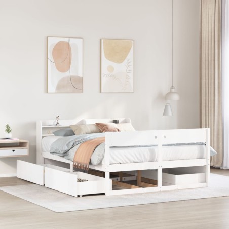 vidaXL Letto senza Materasso Bianco 140x190 cm Legno Massello di Pino