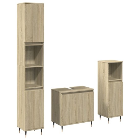 vidaXL Set Mobili da Bagno 3 pz Rovere Sonoma in Legno Multistrato