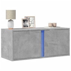 vidaXL Mobile TV a Parete con Luci LED Grigio Cemento 80x31x35 cm
