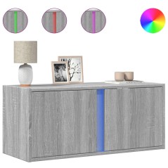 vidaXL Mobile TV a Parete con Luci LED Grigio Sonoma 80x31x35 cm