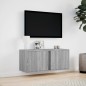 vidaXL Mobile TV a Parete con Luci LED Grigio Sonoma 80x31x35 cm vidaXL Mobile TV a Parete con Luci LED Grigio Sonoma 80x31x35 cm