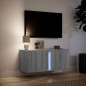 vidaXL Mobile TV a Parete con Luci LED Grigio Sonoma 80x31x35 cm vidaXL Mobile TV a Parete con Luci LED Grigio Sonoma 80x31x35 cm
