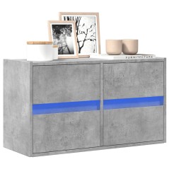 vidaXL Mobile TV a Parete con Luci LED Grigio Cemento 80x31x45 cm