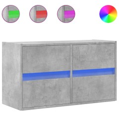 vidaXL Mobile TV a Parete con Luci LED Grigio Cemento 80x31x45 cm