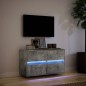 vidaXL Mobile TV a Parete con Luci LED Grigio Cemento 80x31x45 cm