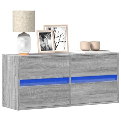 vidaXL Mobile TV a Parete con Luci LED Grigio Sonoma 100x31x45 cm