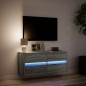 vidaXL Mobile TV a Parete con Luci LED Grigio Sonoma 100x31x45 cm