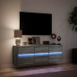 vidaXL Mobile TV a Parete con Luci LED Grigio Sonoma 130x31x45 cm vidaXL Mobile TV a Parete con Luci LED Grigio Sonoma 130x31x45 cm