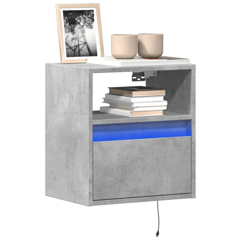 vidaXL Mobile TV a Parete con Luci LED Grigio Cemento 41x31x45 cm vidaXL Mobile TV a Parete con Luci LED Grigio Cemento 41x31x45 cm