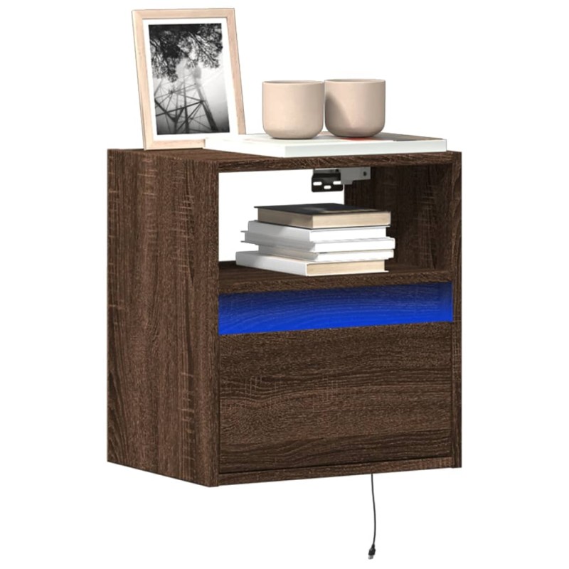 vidaXL Mobile TV a Parete con Luci LED Rovere Marrone 41x31x45 cm vidaXL Mobile TV a Parete con Luci LED Rovere Marrone 41x31x45 cm