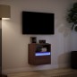 vidaXL Mobile TV a Parete con Luci LED Rovere Marrone 41x31x45 cm vidaXL Mobile TV a Parete con Luci LED Rovere Marrone 41x31x45 cm