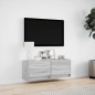 vidaXL Mobile TV a Parete con Luci LED Grigio Sonoma 100x31x35 cm