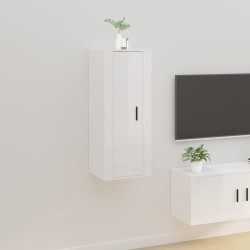 vidaXL Mobile Porta TV a Parete Bianco Lucido 40x34,5x100 cm