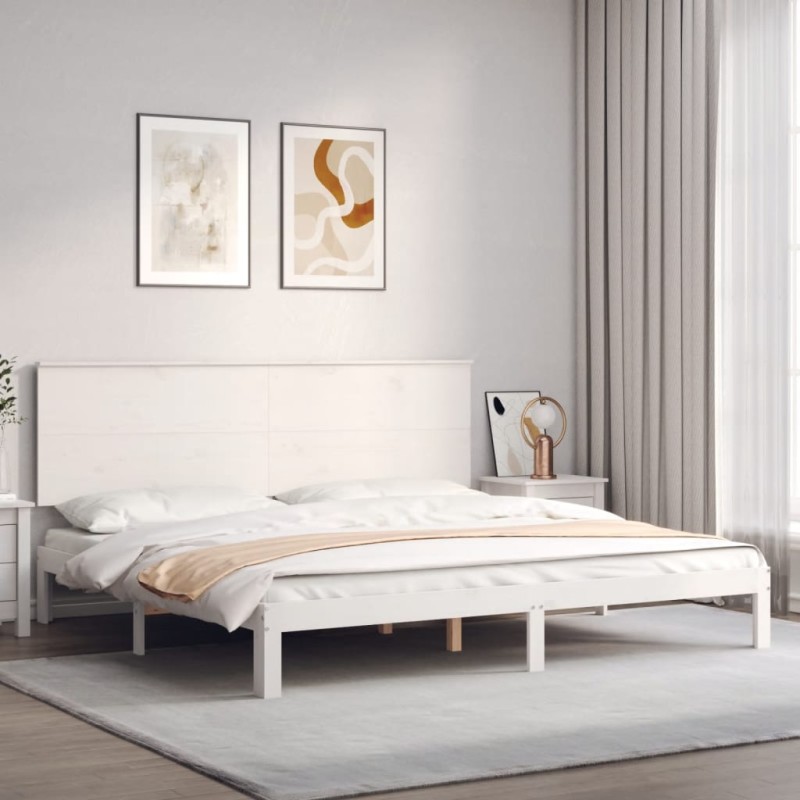vidaXL Giroletto Testiera Bianco Super King Size in Legno Massello vidaXL Giroletto Testiera Bianco Super King Size in Legno Massello