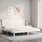 vidaXL Giroletto Testiera Bianco Super King Size in Legno Massello vidaXL Giroletto Testiera Bianco Super King Size in Legno Massello