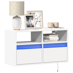 vidaXL Mobile TV a Parete con Luci LED Bianco 80x31x45 cm