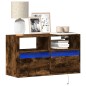 vidaXL Mobile TV a Parete con Luci LED Rovere Fumo 80x31x45 cm vidaXL Mobile TV a Parete con Luci LED Rovere Fumo 80x31x45 cm