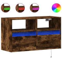 vidaXL Mobile TV a Parete con Luci LED Rovere Fumo 80x31x45 cm