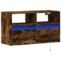 vidaXL Mobile TV a Parete con Luci LED Rovere Fumo 80x31x45 cm vidaXL Mobile TV a Parete con Luci LED Rovere Fumo 80x31x45 cm