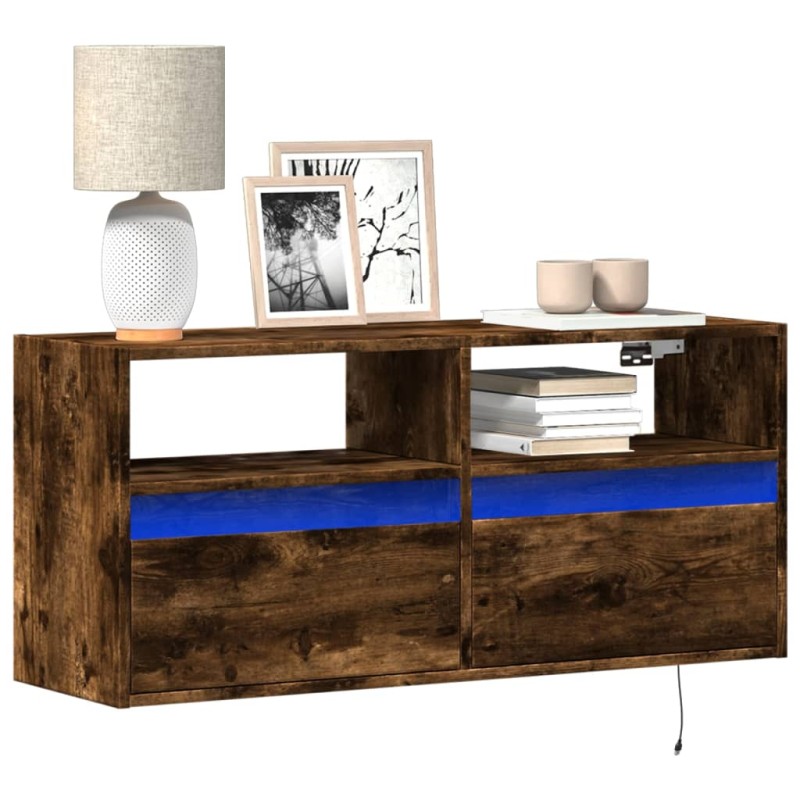 vidaXL Mobile TV a Parete con Luci LED Rovere Fumo 100x31x45 cm vidaXL Mobile TV a Parete con Luci LED Rovere Fumo 100x31x45 cm