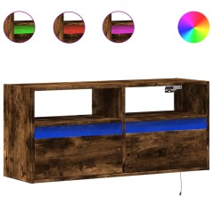 vidaXL Mobile TV a Parete con Luci LED Rovere Fumo 100x31x45 cm