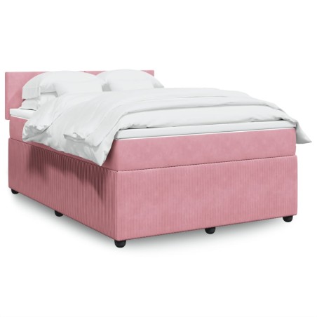 vidaXL Giroletto a Molle con Materasso Rosa 160x200 cm in Velluto