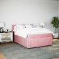 vidaXL Giroletto a Molle con Materasso Rosa 160x200 cm in Velluto
