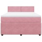 vidaXL Giroletto a Molle con Materasso Rosa 160x200 cm in Velluto