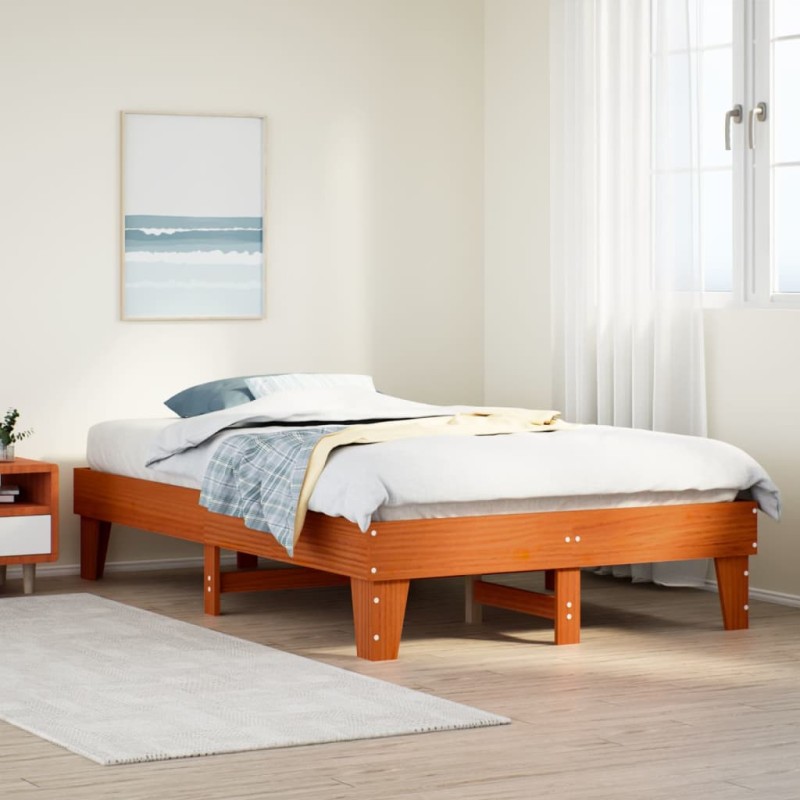 vidaXL Letto senza Materasso Marrone Cera 120x190 cm in Legno di Pino