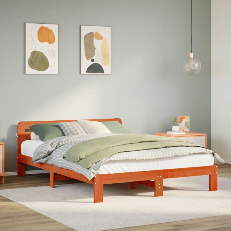 vidaXL Letto senza Materasso Marrone Cera 120x200 cm in Legno di Pino vidaXL Letto senza Materasso Marrone Cera 120x200 cm in Legno di Pino