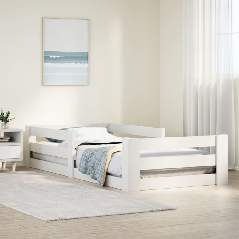 vidaXL Giroletto senza Materasso Bianco 100x200 cm Legno Massello Pino vidaXL Giroletto senza Materasso Bianco 100x200 cm Legno Massello Pino