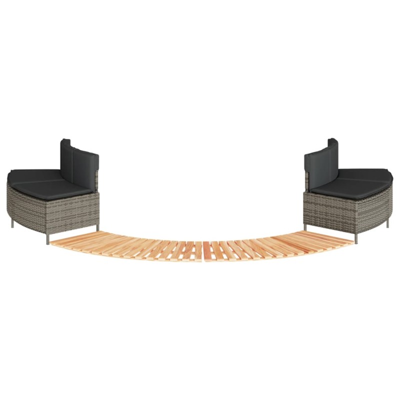vidaXL Bordo per Spa Grigio in Polyrattan e Legno Massello di Acacia vidaXL Bordo per Spa Grigio in Polyrattan e Legno Massello di Acacia
