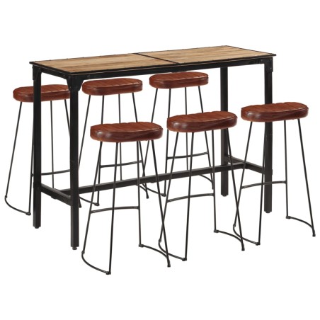 vidaXL Set Bar 7pz Legno Massello Mango Grezzo e Metallo