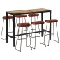 vidaXL Set Bar 7pz Legno Massello Mango Grezzo e Metallo vidaXL Set Bar 7pz Legno Massello Mango Grezzo e Metallo