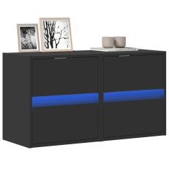 vidaXL Mobili TV a Parete con Luci LED 2pz Neri 41x31x45 cm