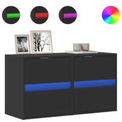 vidaXL Mobili TV a Parete con Luci LED 2pz Neri 41x31x45 cm