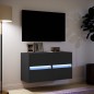 vidaXL Mobili TV a Parete con Luci LED 2pz Neri 41x31x45 cm vidaXL Mobili TV a Parete con Luci LED 2pz Neri 41x31x45 cm