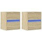 vidaXL Mobili TV a Parete con Luci LED 2pz Rovere Sonoma 41x31x45 cm