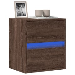 vidaXL Mobile TV a Parete con Luci LED Rovere Marrone 41x31x45 cm