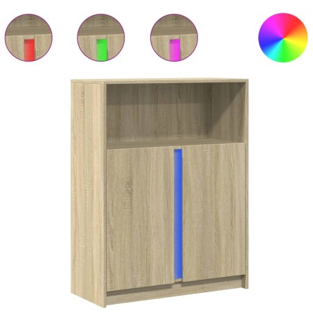 vidaXL Credenza con LED Rovere Sonoma 77x34x100cm in Legno Multistrato