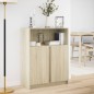 vidaXL Credenza con LED Rovere Sonoma 77x34x100cm in Legno Multistrato vidaXL Credenza con LED Rovere Sonoma 77x34x100cm in Legno Multistrato