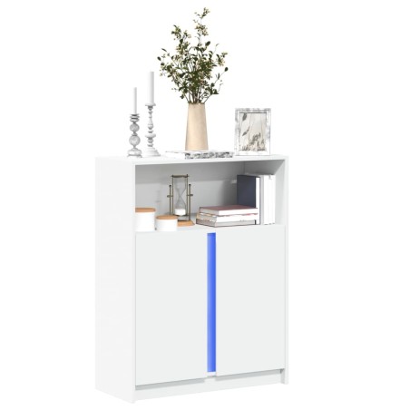vidaXL Credenza con LED Bianca 77x34x100 cm in Legno Multistrato