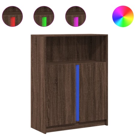 vidaXL Credenza con LED Rovere Marrone 77x34x100 cm Legno Multistrato